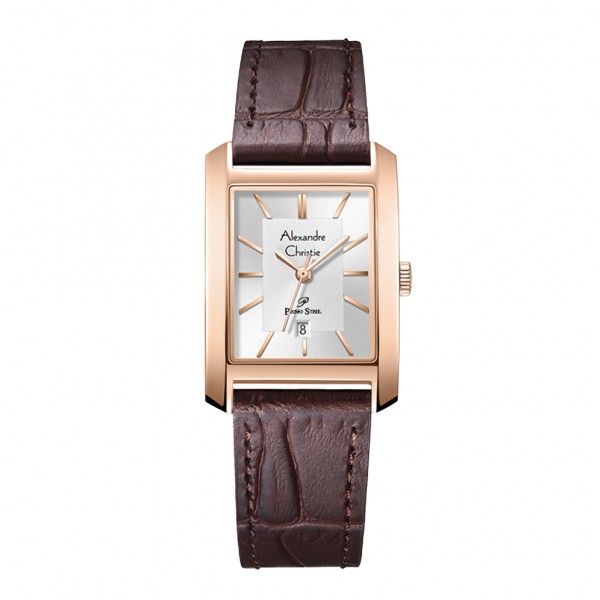 Alexandre Christie AC 1019 Rosegold White Brown Leather Lady LDLRGSL